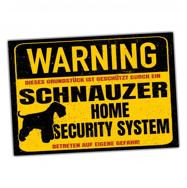Schild Schnauzer Warning Security System Türschild Hundeschild Warnschild Hund