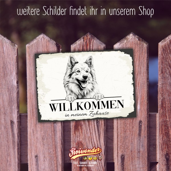 Hundeschild Willkommen Zuhause Islandhund Spitz Schild