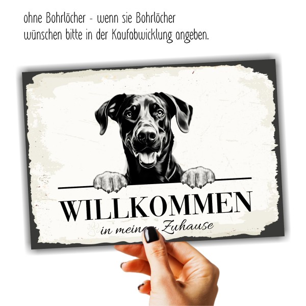 Hundeschild Willkommen Zuhause Dobermann Dobi Schild Achtung Spruch