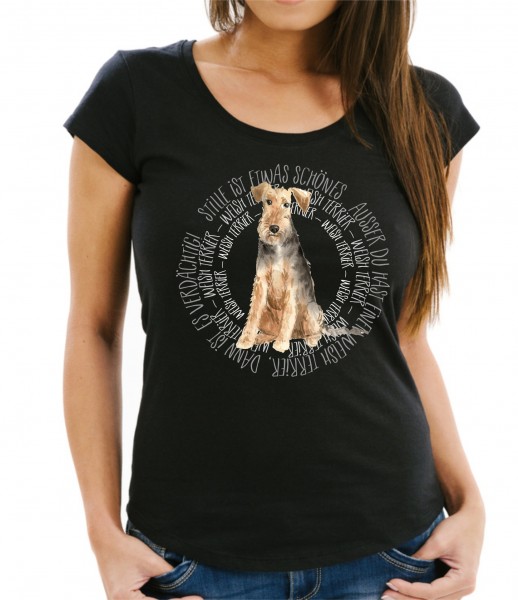 WELSH TERRIER DAMEN T-SHIRT CIRCLE Watercolor by SIVIWONDER