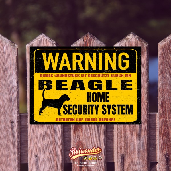 Beagle English Beagel Dog Schild Warning Security System Türschild Hundeschild Warnschild