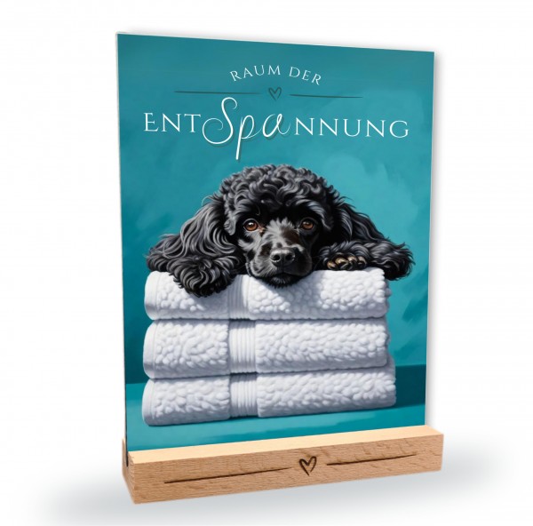 Hundeschild Deko Badezimmer Wellness Pudel Poodle Schild Spruch