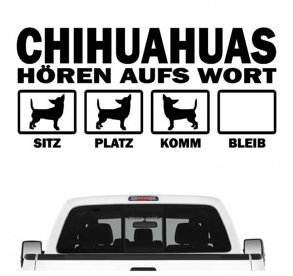 Chihuahua Chi Chis Langhaar Motiv Chiwawa dog Schiwawa Dog Hört aufs Wort Hunde Aufkleber Sticker Autoaufkleber