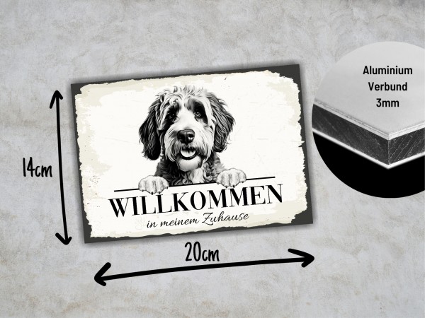 Hundeschild Willkommen Zuhause Portugiesischer Wasserhund Schild Achtung Spruch