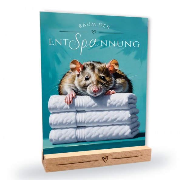 Ratte Schild Wellness Handtuch Entspannung Schild Spruch