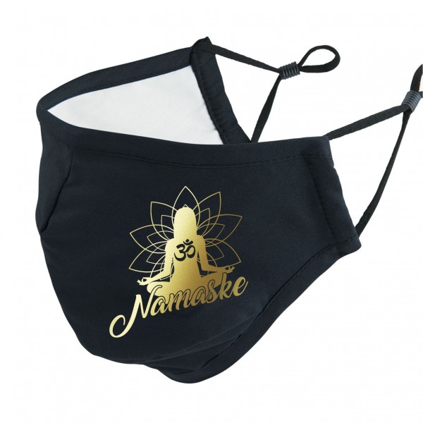 Namaske Yoga Namaste Maske Behelfsmaske Black Schwarz Yoga Sanskrit