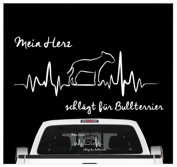 Bullterrier Bully Bull Terrier Gladiator Dog Hundeaufkleber Herz AUTOAUFKLEBER Hunde HEARTBEAT EKG by SIVIWONDER