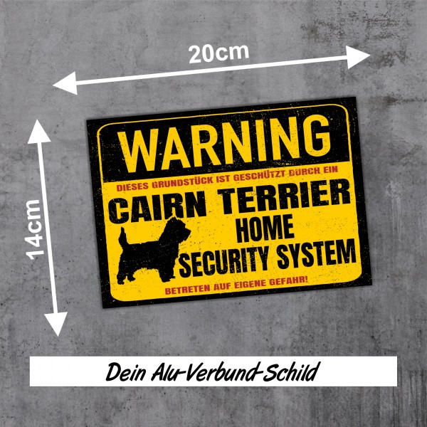 Cairn Terrier Kern Dog Schild Warning Security System Türschild Hundeschild Warnschild Warnung