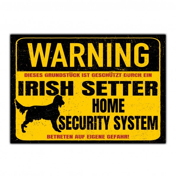 Irish Setter Schild Warning Security System Türschild Hundeschild Warnschild Schild Hund Warnung