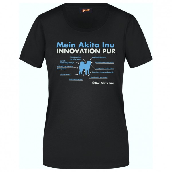 Akita Inu Damen T-Shirt Innovation Hundemotiv Japan Small Japanese Dog Schwarz