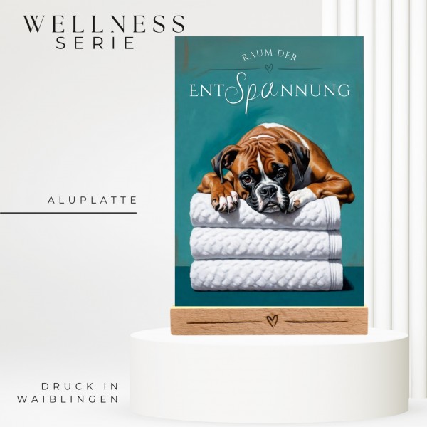 Hundeschild Deko Badezimmer Wellness Boxer deutscher Schild Spruch