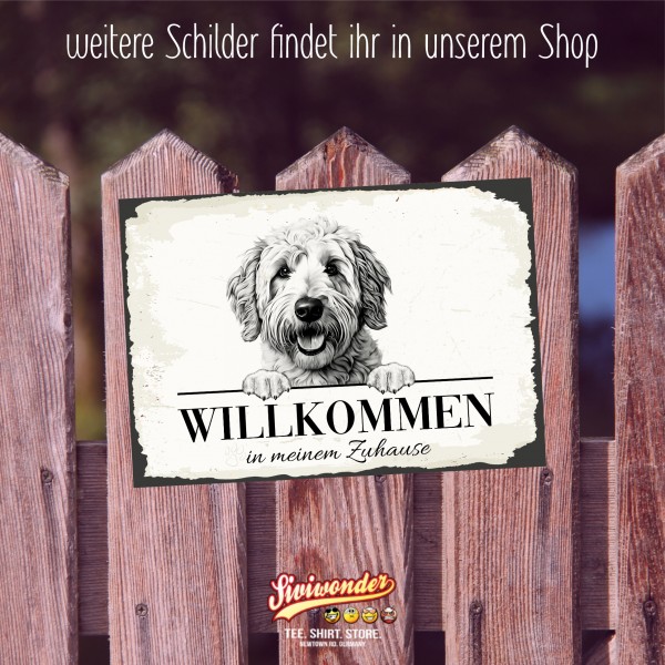 Hundeschild Willkommen Zuhause Goldendoodle Doodle Schild Achtung Spruch Türschild