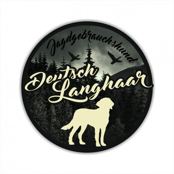 Deutsch Langhaar DL Deutscher Langhaariger Vorstehhund German Pointer Jagdhund Jäger Westfälische Bracke Jagdhund Aufkleber Digitaldruck Motiv