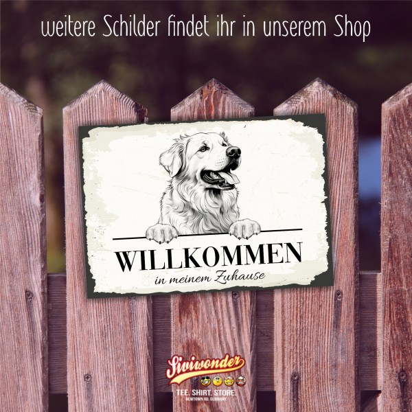 Hundeschild Willkommen Zuhause Pyrenäenberghund Schild Achtung Spruch