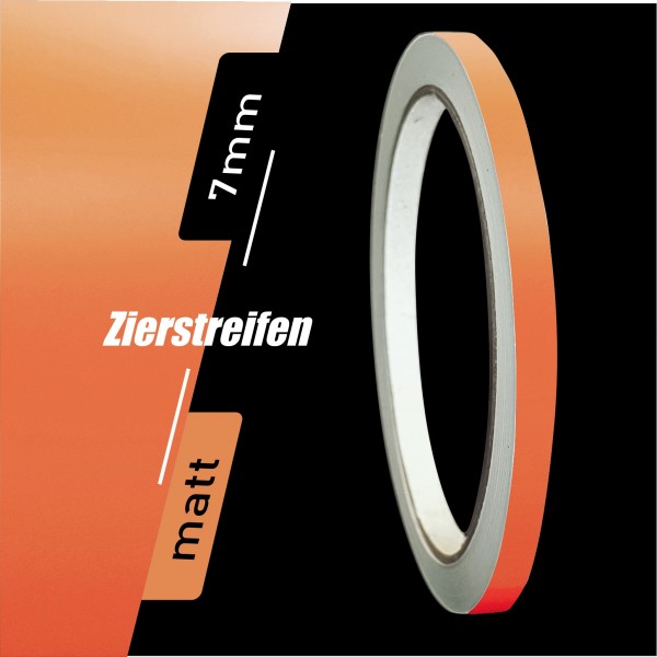Zierstreifen Matt pastell orange hell 7mm in in 10 m Länge für Auto Boot Klebeband Dekorstreifen Tuningstreifen Autofolie Siviwonder