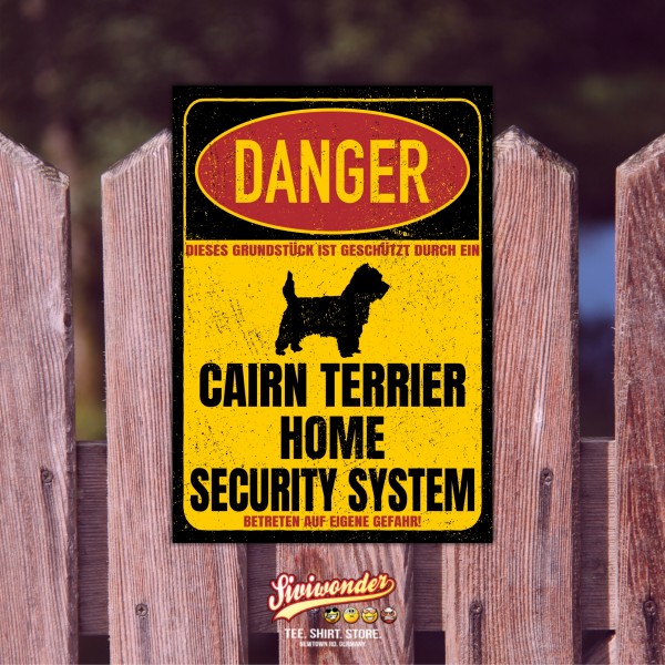 Cairn Terrier Kern Dog Türschild Danger Security System Warnschild Hund Schilder Hundeschild happy Design by Siviwonder
