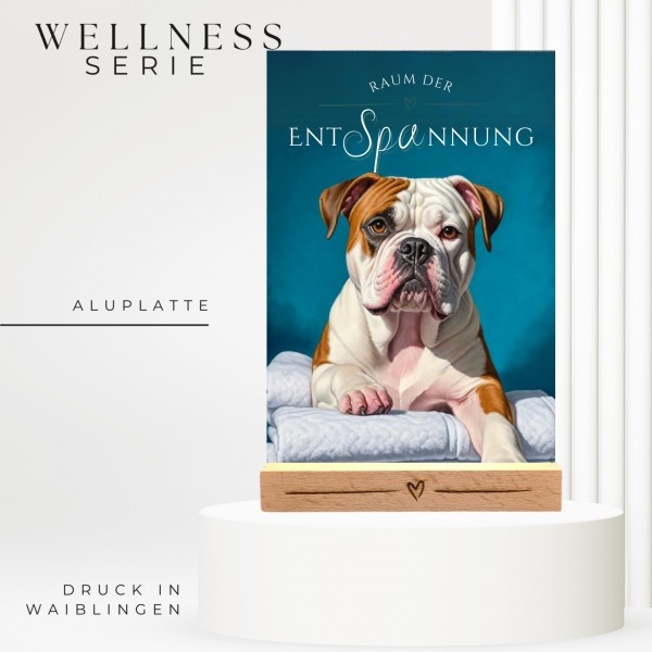 Hundeschild Deko Badezimmer Wellness Bulldog Schild Spruch