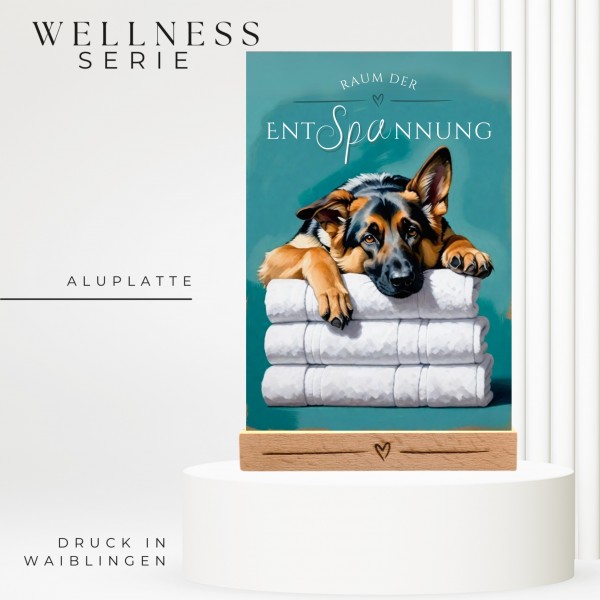 Hundeschild Deko Badezimmer Wellness Deutscher Schäferhund Schild Spruch