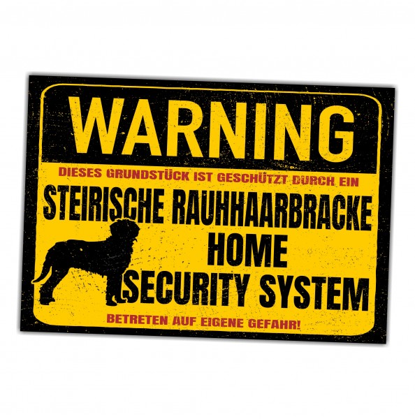Schild Steirische Rauhhaarbracke Warning Security System Türschild Hundeschild Warnschild Hund