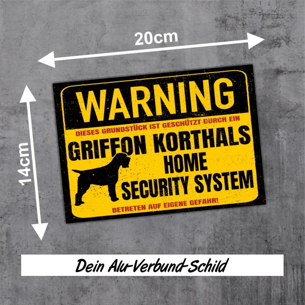 Griffon Korthals Schild Warning Security System Türschild Hundeschild Warnschild Hund