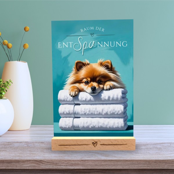 Hundeschild Deko Badezimmer Wellness Pomeranian Pom Schild Spruch