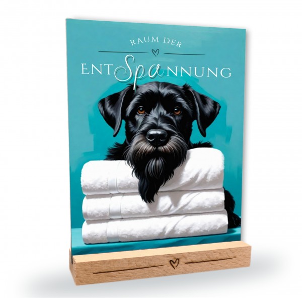 Hundeschild Deko Badezimmer Wellness Riesenschnauzer Schnauzer Schild Spruch