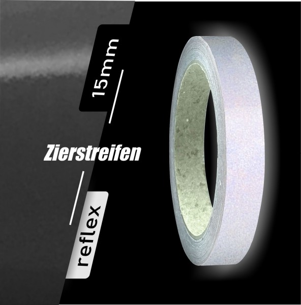Zierstreifen reflektierend schwarz 15mm 10 m Länge für Auto Boot Klebeband Dekorstreifen Reflexstreifen Tuningstreifen Autofolie Siviwonder