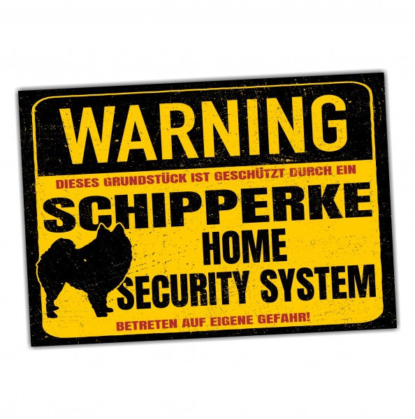Schild Schipperke Warning Security System Türschild Hundeschild Warnschild Hund Spitzke