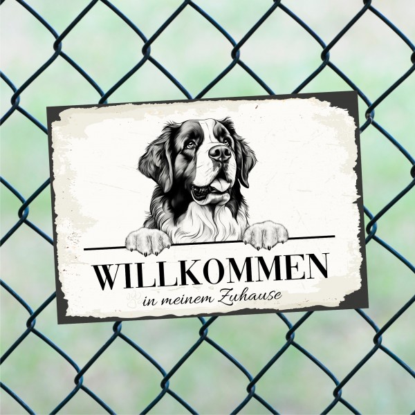 Hundeschild Willkommen Zuhause Bernhardiner Schild Achtung