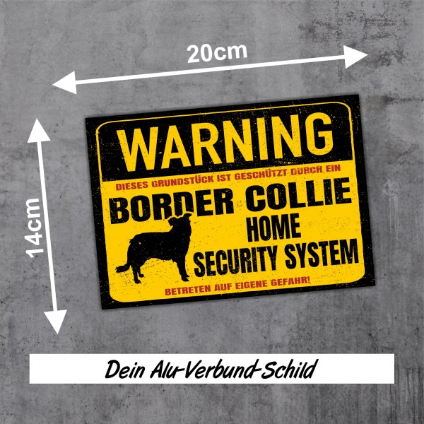 Border Collie Sheepdog Dog Schild Warning Security System Türschild Hundeschild Warnschild