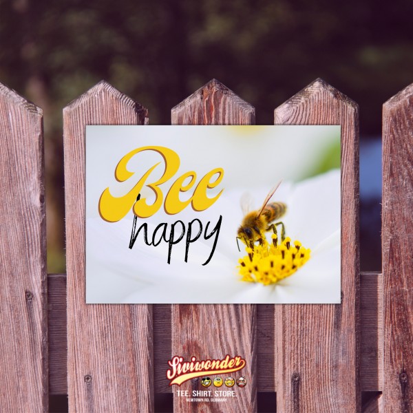 Bee Happy Biene Garten Sprüche Türschild Warnschild Spruch Schild happy Design by Siviwonder