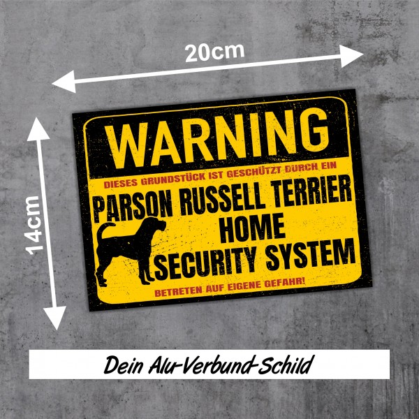 Parson Russell Terrier Türschild Warning Security System Warnschild Hund Schilder Hundeschild