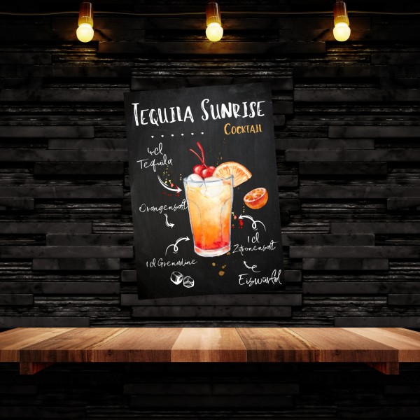Tequila Sunrise Rezept Schild für deinen Partykeller Türschild Warnschild Privatgrundstück lustiges Spaß Schild happy Design by Siviwonder