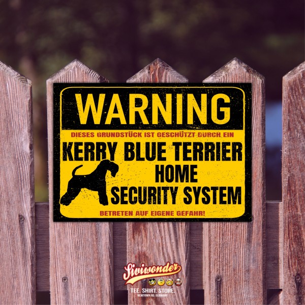 Kerry Blue Terrier Schild Warning Security System Türschild Hundeschild Warnschild Hund