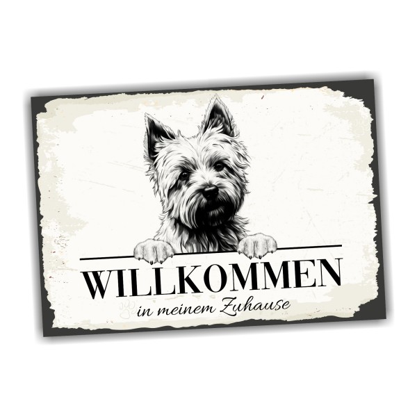 Hundeschild Willkommen Zuhause Cairn Terrier Kern Schild Achtung Spruch Türschild