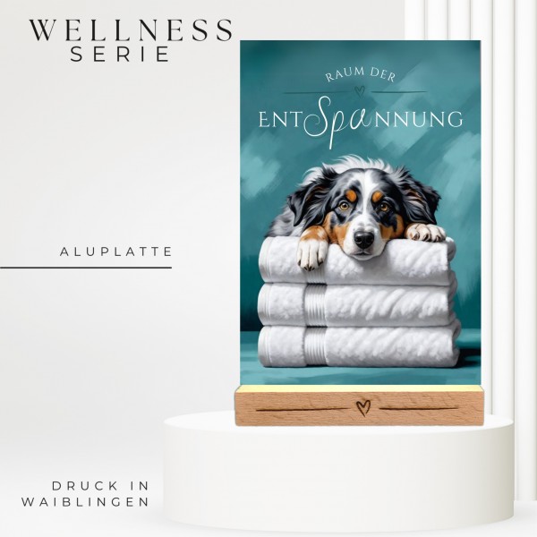 Hundeschild Deko Badezimmer Wellness Australian Shepherd Schild