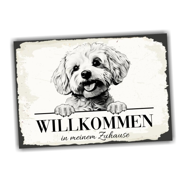 Hundeschild Willkommen Zuhause Bichon Frise Schild Achtung