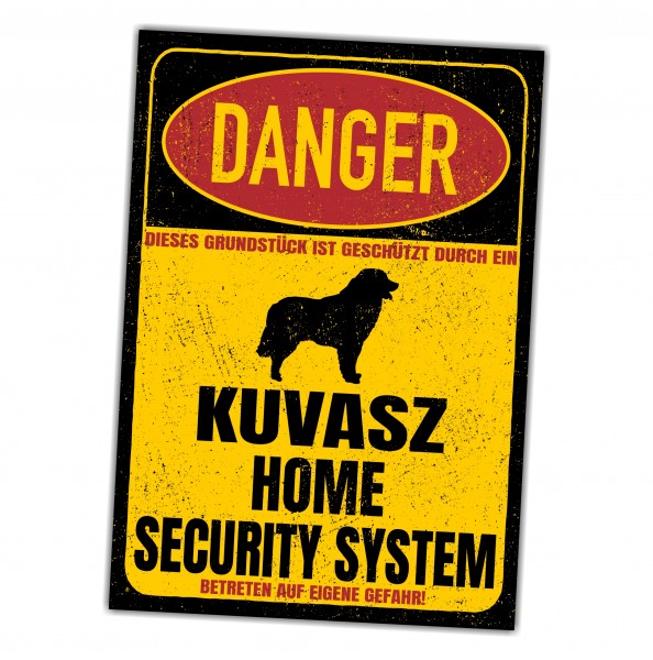 Kuvasz Dog Türschild Danger Security System Warnschild Hund Schilder Hundeschild