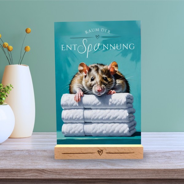 Ratte Schild Wellness Handtuch Entspannung Schild Spruch