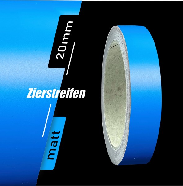 Zierstreifen Matt azurblau azur blau hellblau 20mm in in 10 m Länge für Auto Boot Klebeband Dekorstreifen Tuningstreifen Autofolie Siviwonder