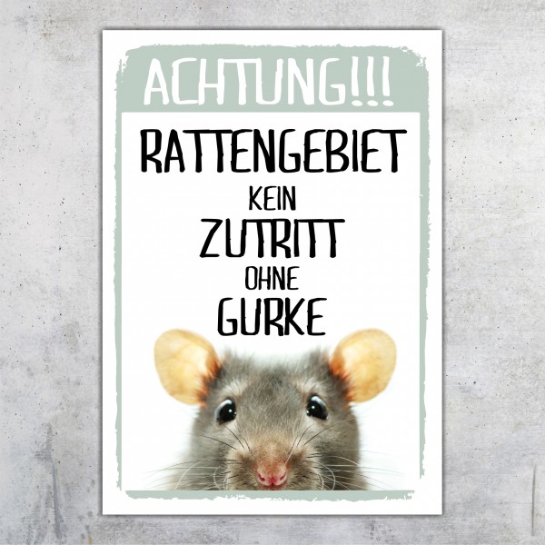 Rattengebiet Kein Zutritt Gurke Türschild Warnschild Spruch Ratte Schild happy Design by Siviwonder