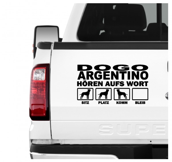 Dogo Argentino Dogge Argentinien argentinische Hört aufs Wort Hunde Aufkleber Sticker Autoaufkleber