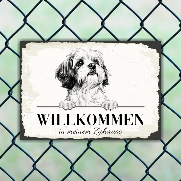 Hundeschild Willkommen Zuhause Shih Tzu Tibet Schild Achtung Spruch
