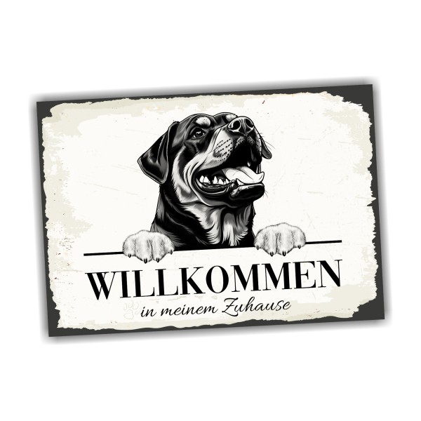 Hundeschild Willkommen Zuhause Rottweiler Rottie Schild Achtung Spruch