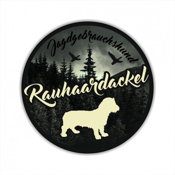 Rauhaardackel Dackel Teckel Dachshund Rauhhaardackel Jäger Jagdhund Aufkleber Digitaldruck Motiv