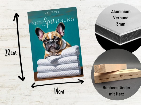 Hundeschild Deko Badezimmer Wellness French Bulldog Schild Spruch