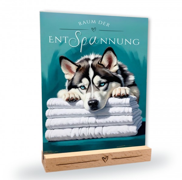 Hundeschild Deko Badezimmer Wellness Husky Siberian Schild Spruch
